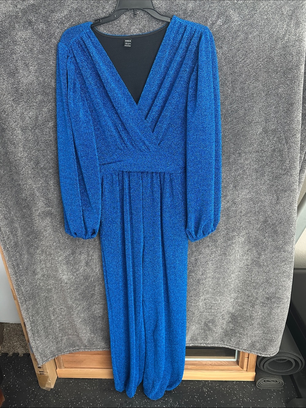 Blue Glitter Wrap-Front Women's Romper